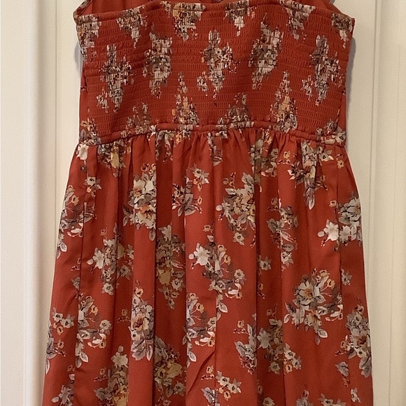 Xhiliration Mini Dress Size Small Spaghetti Straps Orange Floral Print Y2K 90s - Picture 3 of 10